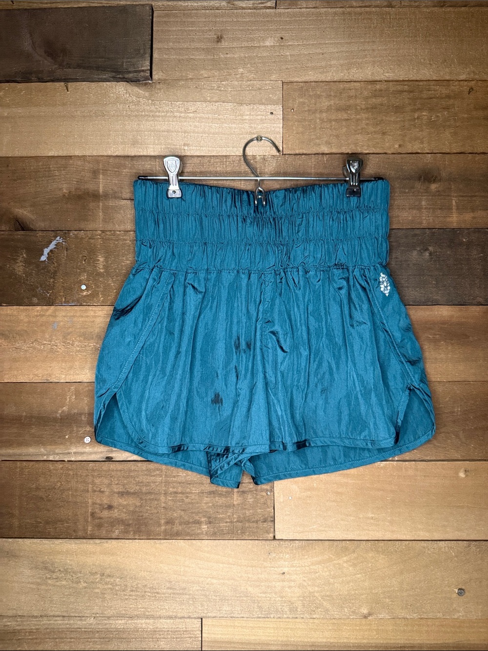 FP Movement by Free People Teal High-Rise Smocked Waist Athletic Shorts